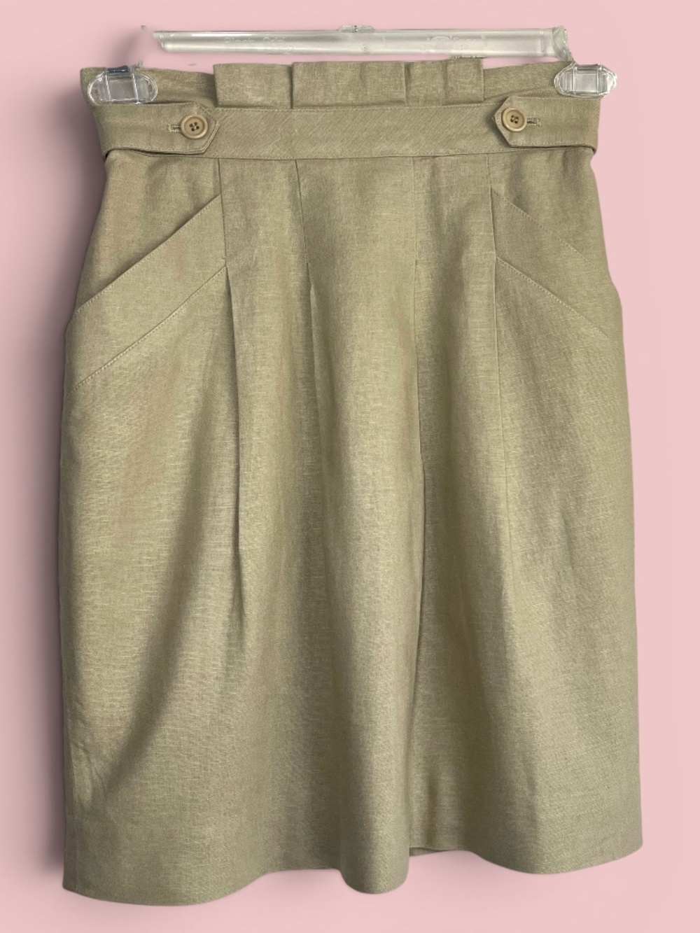 BCBGMaxAzria Tan Linen Blend Lined A-Line Skirt Size 2